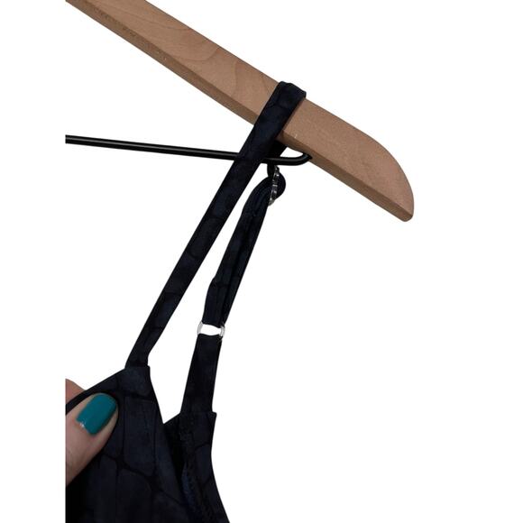 Pineapple Clothing Womens Blue Black Snakeskin Print Midi Dress Size Large - Picture 2 of 7